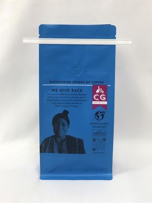 Fondo piatto opaco del sacchetto dell'imballaggio del caffè 12OZ stampato con cravatta di latta