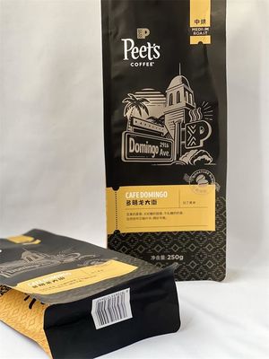 Busta per imballaggio caffè Kraft con logo personalizzato 120 micron con valvola