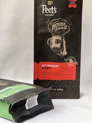 Borsa da caffè richiudibile in Mylar con fondo piatto per chicco di caffè tostato