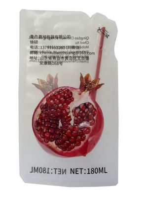 180 ml Sacchetto stampato a tre lati a forma libera per alimenti liquidi con paglia