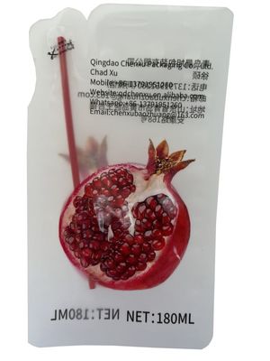 180 ml Sacchetto stampato a tre lati a forma libera per alimenti liquidi con paglia
