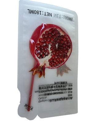 180 ml Sacchetto stampato a tre lati a forma libera per alimenti liquidi con paglia