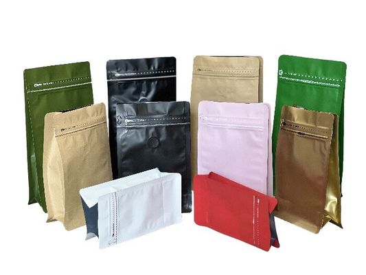 OEM Sacchetti da caffè a fondo piatto con un'ottima visualizzazione con cerniera unidirezionale 100g-1kg