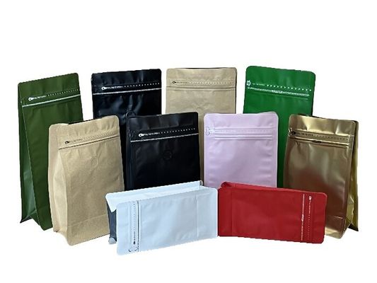 OEM Sacchetti da caffè a fondo piatto con un'ottima visualizzazione con cerniera unidirezionale 100g-1kg