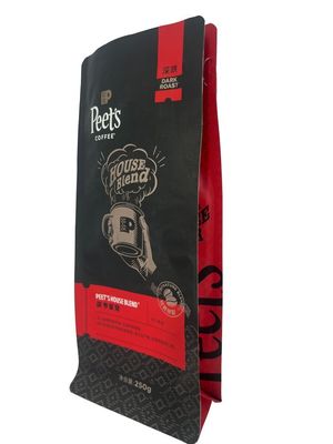 Sacchetti da caffè a fondo piatto personalizzabili con ziplock a senso unico
