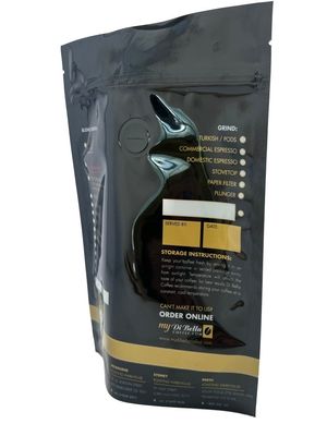 Borsa di imballaggio per caffè stampata su misura con cerniera e valvola