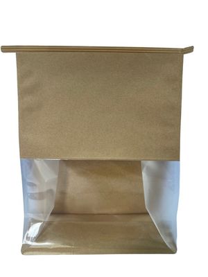 Carta marrone a basso odore con fondo piatto con finestra e cravatta personalizzata