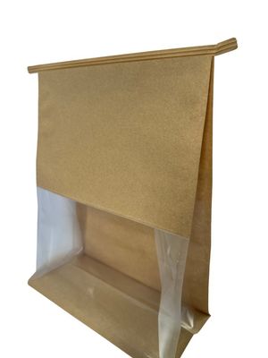 Carta marrone a basso odore con fondo piatto con finestra e cravatta personalizzata