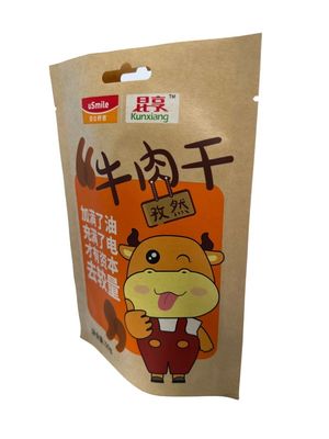 OEM Accepted carta Kraft Stand Up sacchetti per snack con stampa CMYK